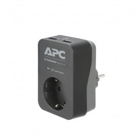 APC Essential SurgeArrest 1 Outlet 2 USB Ports Black 230V Germany - PME1WU2B-GR