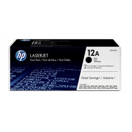 HP 12A Black Dual Pack LaserJet Toner Cartridges - Q2612AD