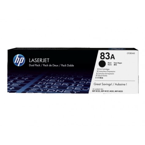 Тонер касета HP 83A 2-pack Black Original LaserJet Toner Cartridge  - CF283AD