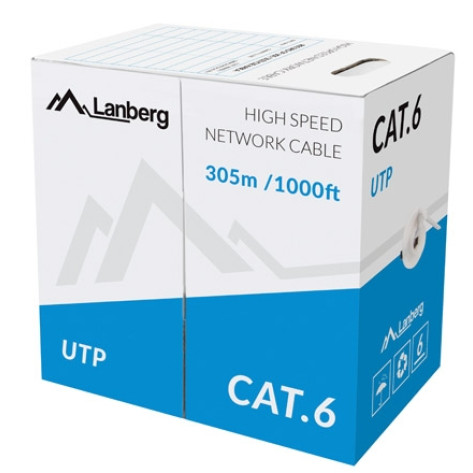 Кабел Lanberg LAN cable UTP CAT.6 305m solid CCA - LCU6-10CC-0305-S