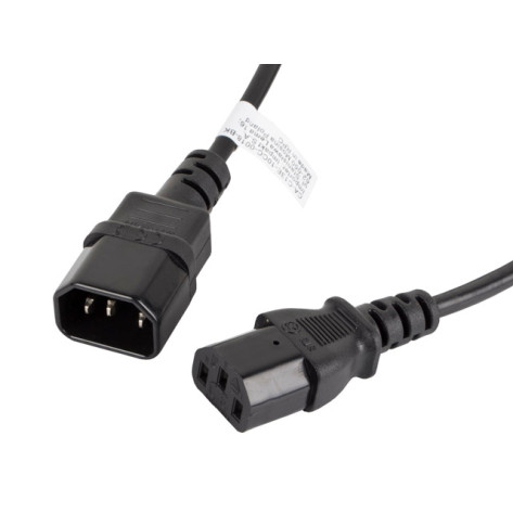 Кабел Lanberg extension power supply cable IEC 320 C13 ->  C14 1.8m - CA-C13E-10CC-0018-BK