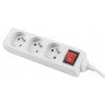 Разклонител Lanberg power strip 1.5m, 3 sockets, french with circuit breaker quality-grade copper cable, white - PS1-03E-0150-W