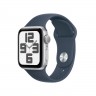 Смарт часовник Apple Watch SE2 v2 GPS 40mm Silver Alu Case w Storm Blue Sport Band - S - MRE13QC/A