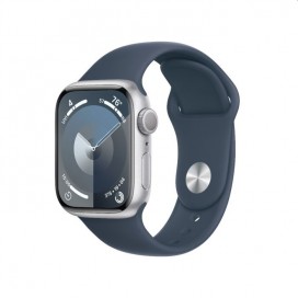 Apple Watch Series 9 GPS 41mm Silver Aluminium Case with Storm Blue Sport Band - S - MR903QC/A