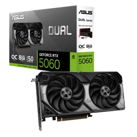 Видео карта Asus Dual GeForce RTX 5060 8GB GDDR7 OC - 90YV0N12-M0NA00