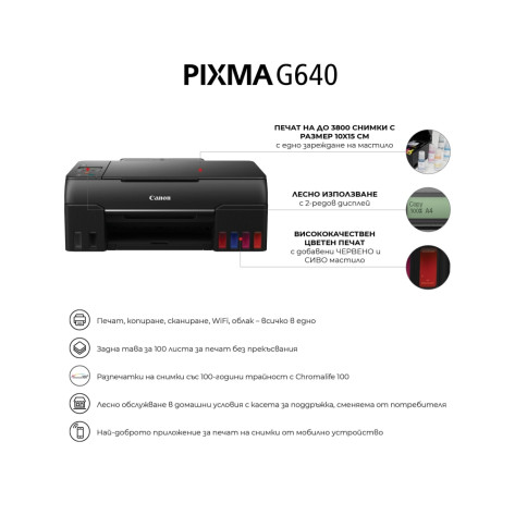 Мастилоструйно многофункционално устройство Canon PIXMA G640 All-In-One - 4620C009AA