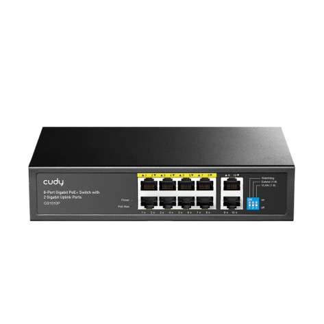 Комутатор Cudy GS1010P 8-Port Gigabit PoE+ Switch with 2 Gigabit Uplink Ports 120W8 RJ-45 10 - GS1010P
