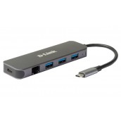 USB хъб D-Link 5-in-1 USB-C Hub with Gigabit Ethernet - DUB-2334