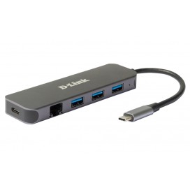 USB хъб D-Link 5-in-1 USB-C Hub with Gigabit Ethernet - DUB-2334
