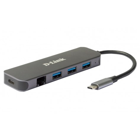 USB хъб D-Link 5-in-1 USB-C Hub with Gigabit Ethernet/Power Delivery - DUB-2334