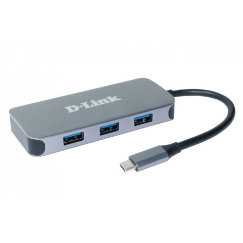 USB хъб D-Link 6-in-1 USB-C Hub with HDMI/Gigabit Ethernet/Power Delivery - DUB-2335