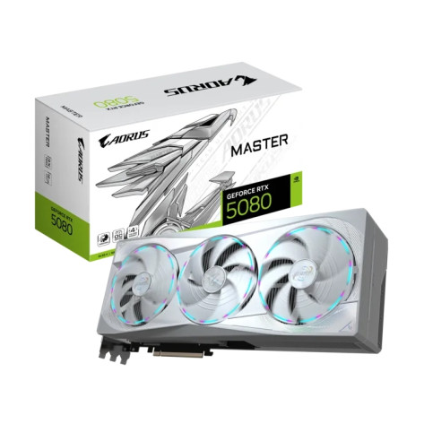 Видео карта Gigabyte Aorus GeForce RTX 5080 16GB GDDR7 Master Ice - GV-N5080AORUSM.ICE-16GD