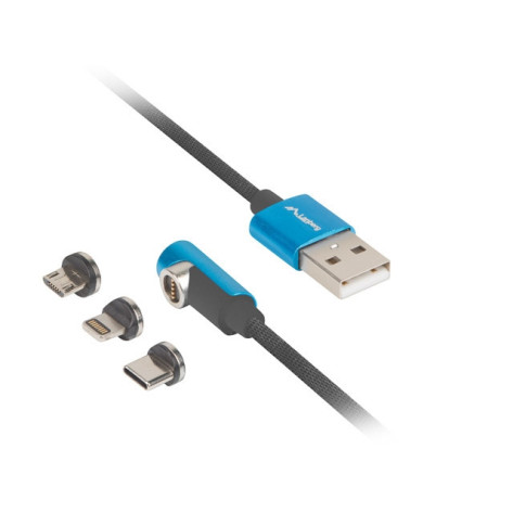 Кабел Lanberg 3in1 USB-A  - CA-3IN1-21CU-0010-BL