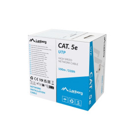 Кабел Lanberg LAN cable CAT.5e utp 100m solid cu grey cpr + fluke passed - LCU5-11CU-0100-S