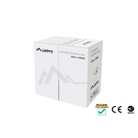 Кабел Lanberg LAN cable CAT.5e utp 305m solid cu black fluke - LCU5-12CU-0305-BK