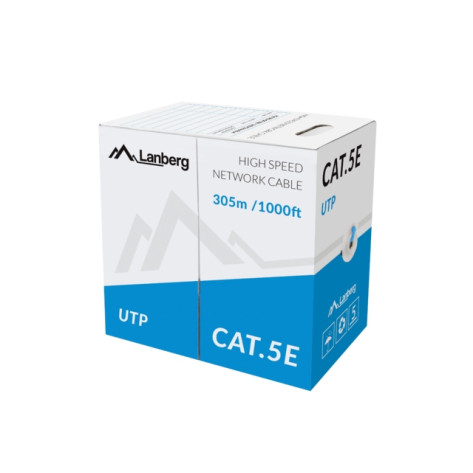 Кабел Lanberg Lan Cable UTP Cat.5e 305m Solid CCA Blue - LCU5-10CC-0305-B