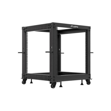 Комуникационен шкаф Lanberg open rack 19" 12U 600x600-1100 adjustable black - OR01-6112-B