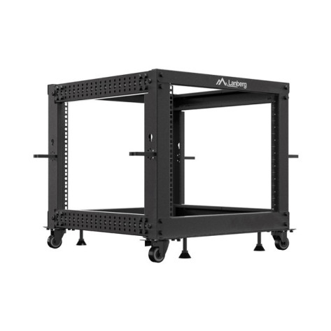 Комуникационен шкаф Lanberg open rack 19" 9U 600x600-1100 adjustable black - OR01-6109-B