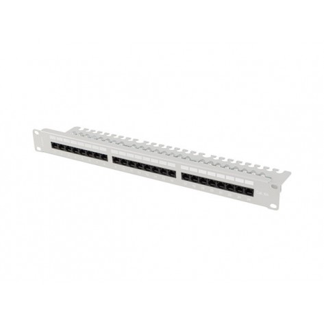 Пач панел Lanberg patch panel 24 port 1U 19" CAT.6a utp with cable organizer grey - PPUA-1124-S