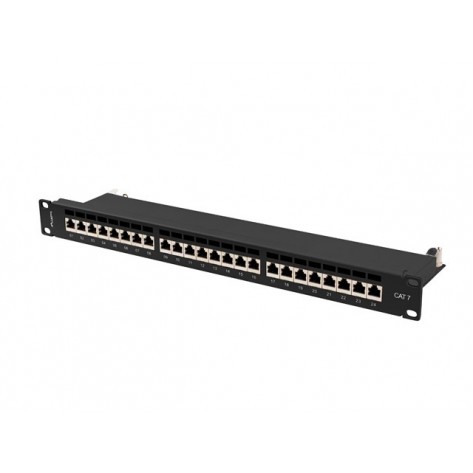 Пач панел Lanberg patch panel 24 port 1U 19" CAT.7 ftp with cable organizer shielded black - PPS7-1024-B