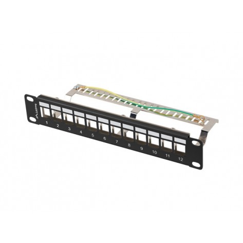 Пач панел Lanberg patch panel blank 12 port 1U 10" ftp for keystone modules black v2 - PPKS-9212-B