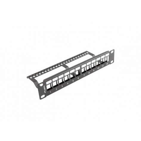 Пач панел Lanberg patch panel blank 12 port 1U with organizer for keystone modules black - PPKS-9112-B