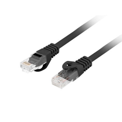 Кабел Lanberg patchcord CAT.6 utp lszh cu 0.25m black fluke passed - PCU6-10CU-0025-BK