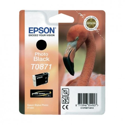 Мастилница Epson T0871 Photo Black Ink Cartridge - Retail Pack (untagged) for Stylus Photo R1900 - C13T08714010
