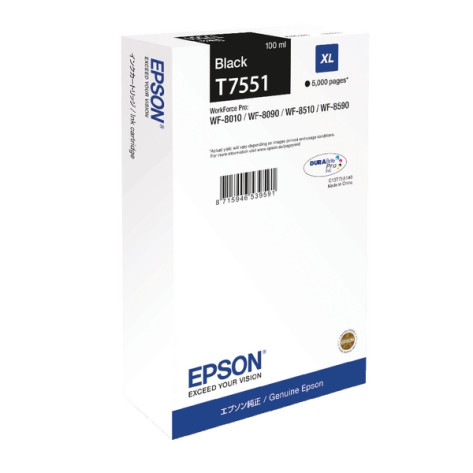 Мастилница Epson WF-8xxx Series Ink Cartridge XL Black - C13T755140