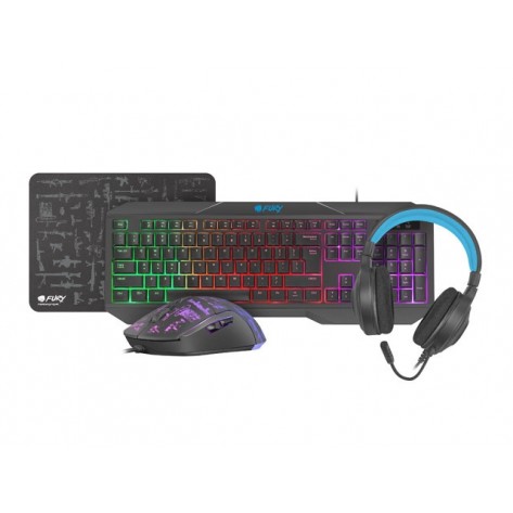 Комплект Fury Gaming Combo Set 4in1 Thunderstreak 3.0 Keyboard + Mouse + Headphones + Mousepad - NFU-1674