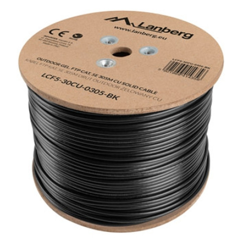 Кабел Lanberg outdoor LAN cable gel-filled FTP CAT.5E 305m solid CU - LCF5-30CU-0305-BK
