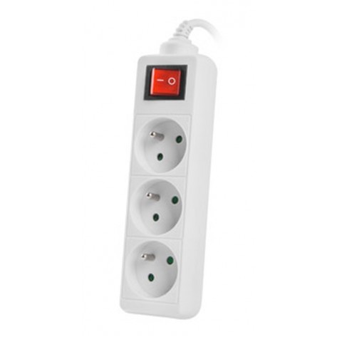 Разклонител Lanberg power strip 1.5m, 3 sockets, french with circuit breaker quality-grade copper cable, white - PS1-03E-0150-W