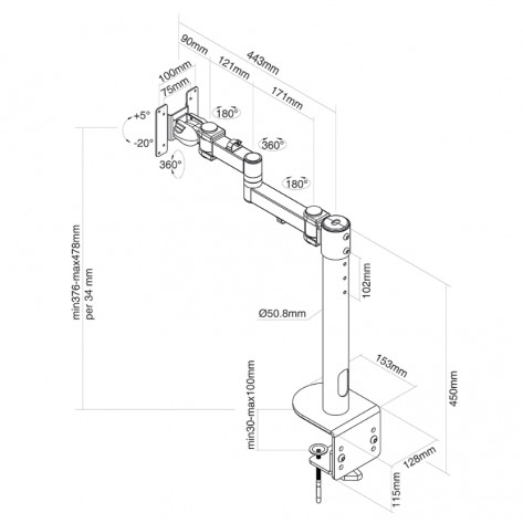 Стойка Neomounts by NewStar Flat Screen Desk Mount  - FPMA-D960BLACKPLUS