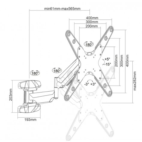 Стойка Neomounts by Newstar wall mounted gas spring TV mount  - WL70-550BL14