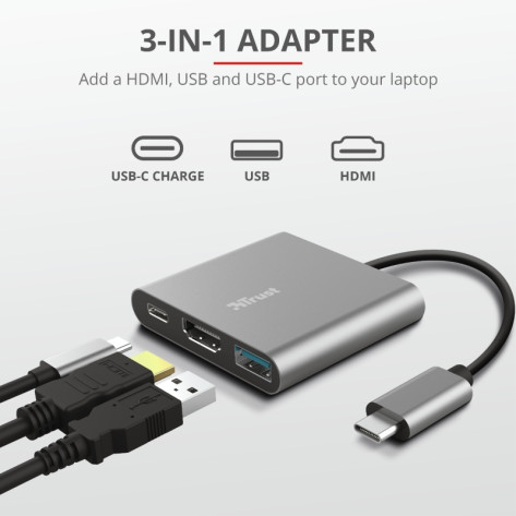 Адаптер TRUST Dalyx 3-IN-1 USB-C Adapter - 23772