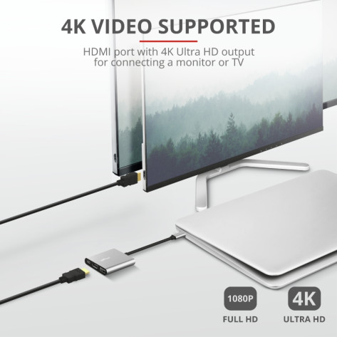 Адаптер TRUST Dalyx 3-IN-1 USB-C Adapter - 23772