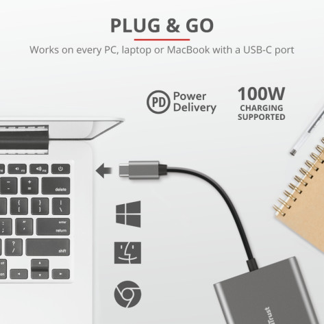 Адаптер TRUST Dalyx 3-IN-1 USB-C Adapter - 23772