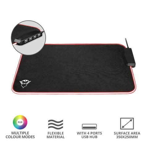 Подложка за мишка TRUST GXT 765 Glide-Flex XXL RGB Flexible Mouse Pad HUB - 23646