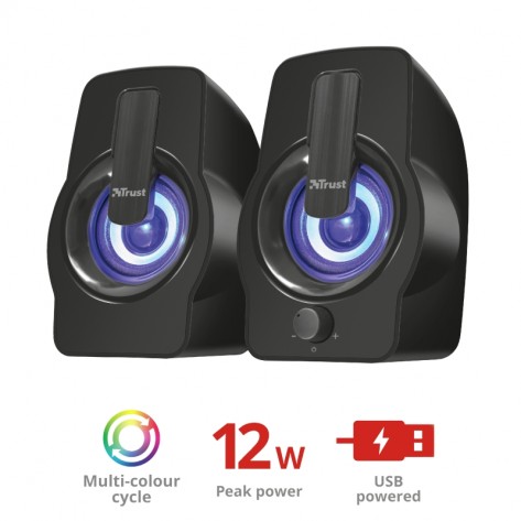 Тонколони TRUST Gemi 2.0 Speaker RGB Black - 22948