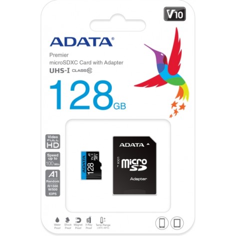 Памет Adata 128GB MicroSDXC UHS-I CLASS10 A1  - AUSDX128GUICL10A1-RA1