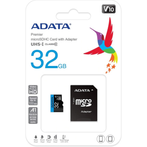 Памет Adata 32GB MicroSDHC UHS-I CLASS10 A1  - AUSDH32GUICL10A1-RA1