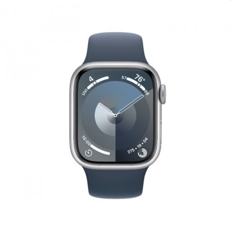 Смарт часовник Apple Watch Series 9 GPS 41mm Silver Aluminium Case with Storm Blue Sport Band - S - MR903QC/A