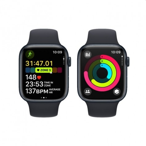 Смарт часовник Apple Watch Series 9 GPS 45mm Midnight Aluminium Case with Midnight Sport Band - S - MR993QC/A