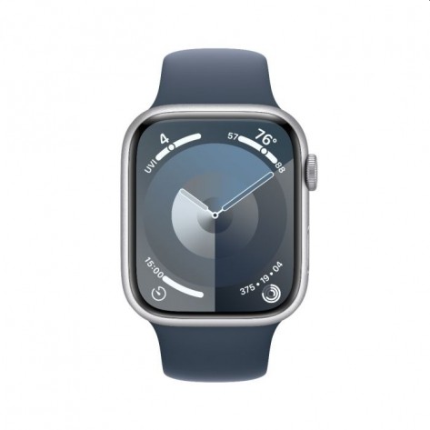 Смарт часовник Apple Watch Series 9 GPS 45mm Silver Aluminium Case with Storm Blue Sport Band - M/L - MR9E3QC/A