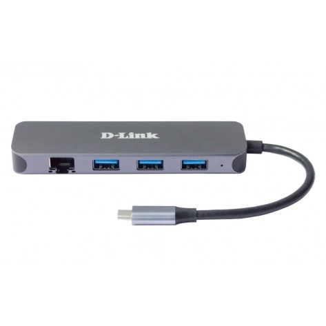 USB хъб D-Link 5-in-1 USB-C Hub with Gigabit Ethernet - DUB-2334