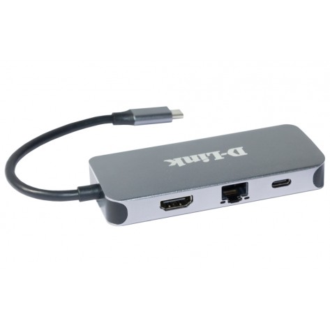 USB хъб D-Link 6-in-1 USB-C Hub with HDMI/Gigabit Ethernet/Power Delivery - DUB-2335