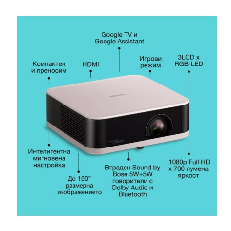 Мултимедиен проектор Epson EF-61R Lifestudio Pop Rose Quartz - V11HB72240