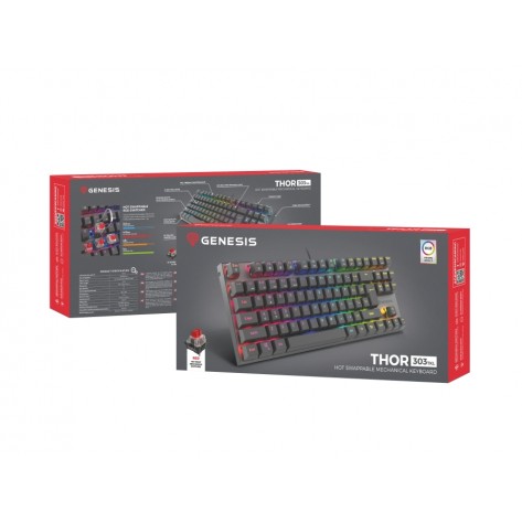 Клавиатура Genesis Mechanical Gaming Keyboard Thor 303 TKL RGB Backlight Red Switch US Layout Black - NKG-1882