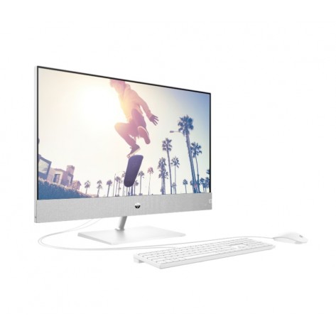 Настолен компютър - всичко в едно HP Pavilion All-in-One 27-ca2000nu Snowflake White, Core i7-13700T(up to 4.9GHz/30MB/16C), 27" FHD BV IPS Touch + 5MP Camera, 16GB 3200Mhz 2DIMM, 1TB PCIe SSD, WiFi ac 2x2 +BT 5, HP Keyboard & HP Mouse, Free DOS. 2Y Warranty - 978B6EA