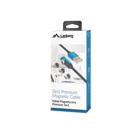 Кабел Lanberg 3in1 USB-A  - CA-3IN1-21CU-0010-BL